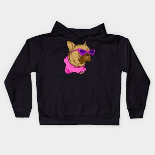 Funny 90s Vibe Pug Wearing Pink Sunglasses Vintage Pug Lover Gift Kids Hoodie